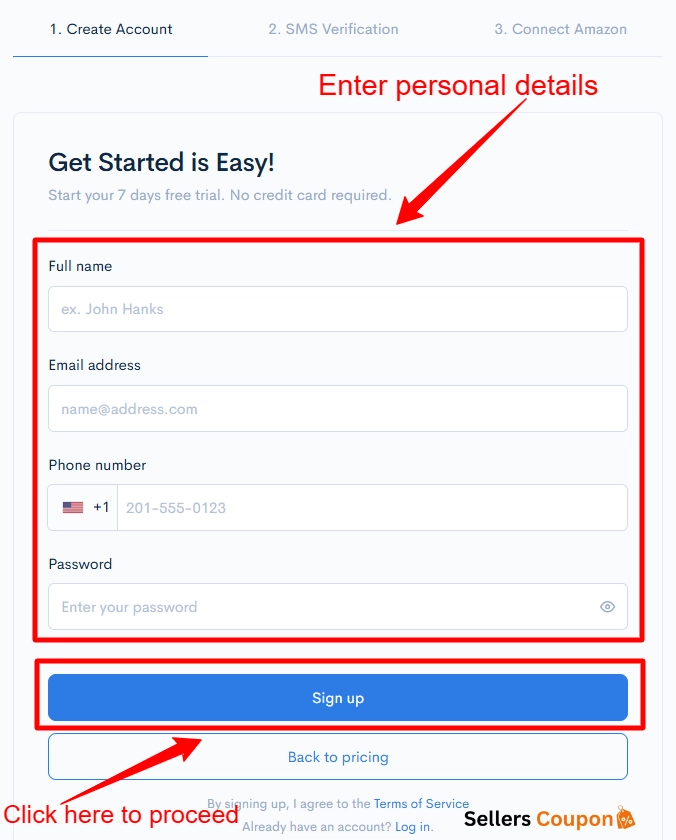 Sellerise Sign-up
